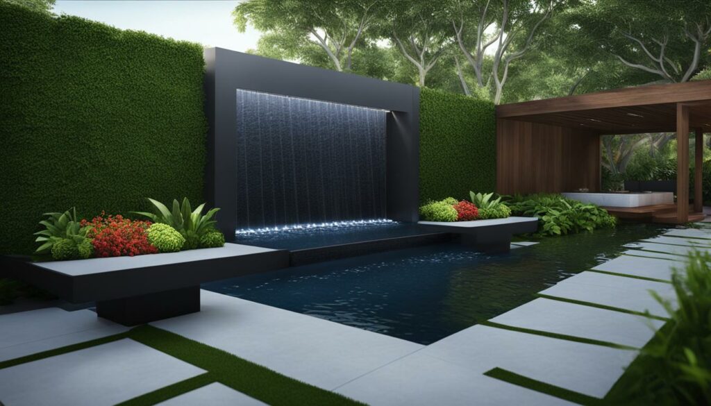 Outdoor Space with Modern Water Feature