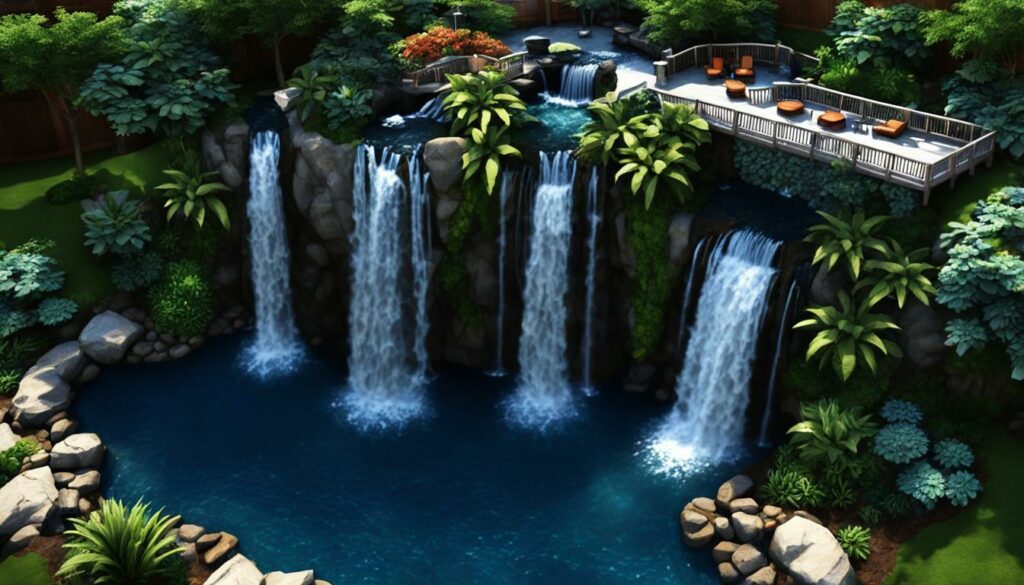 diverse backyard waterfalls