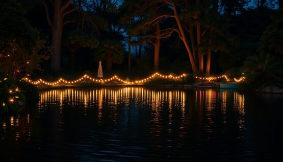 holiday lighting pond