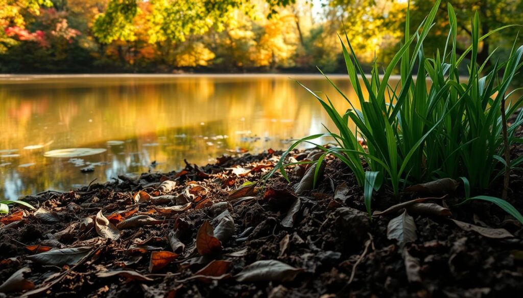 leaves pond compost leaves pond compost