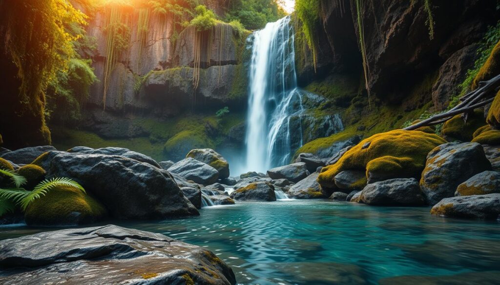 rocky cascade waterfall