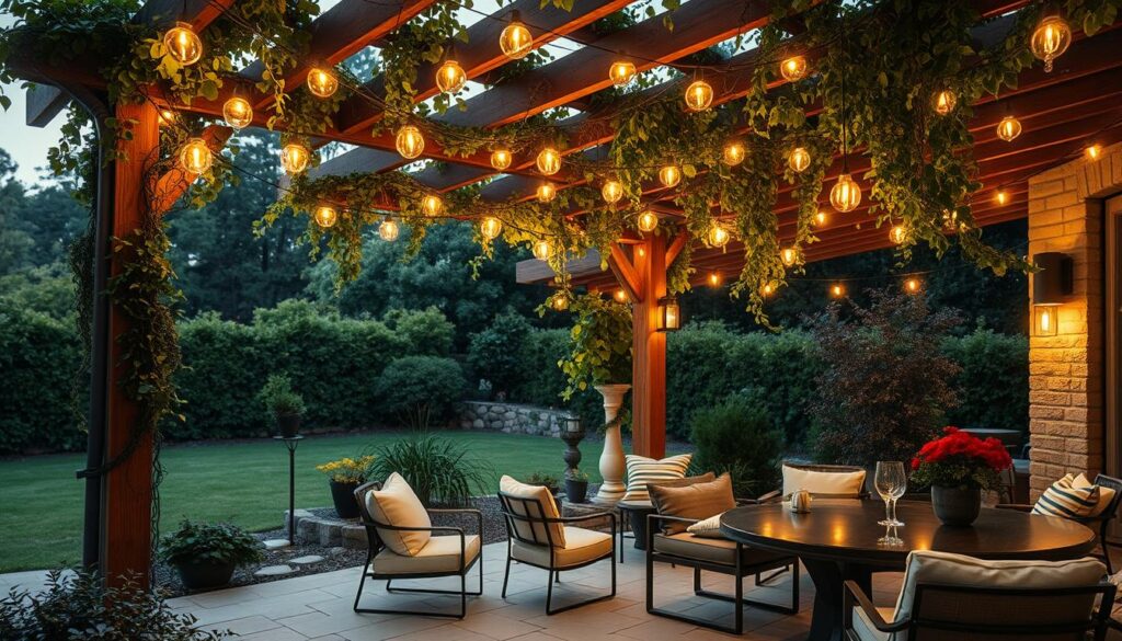 string lights over a patio
